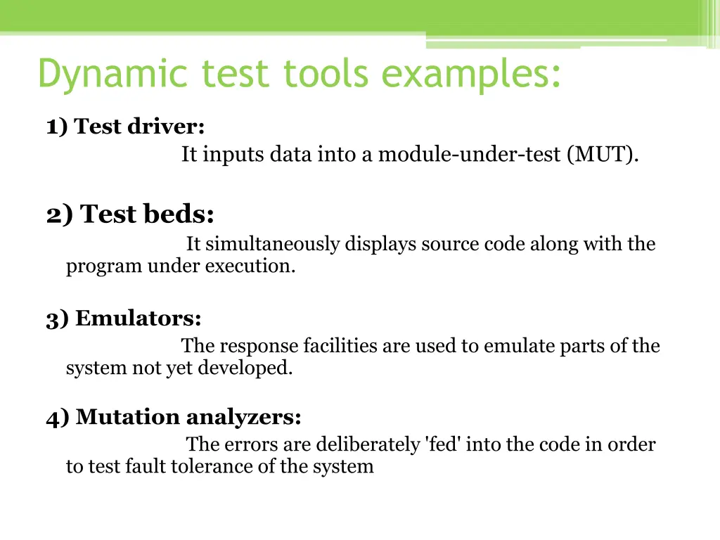 dynamic test tools examples