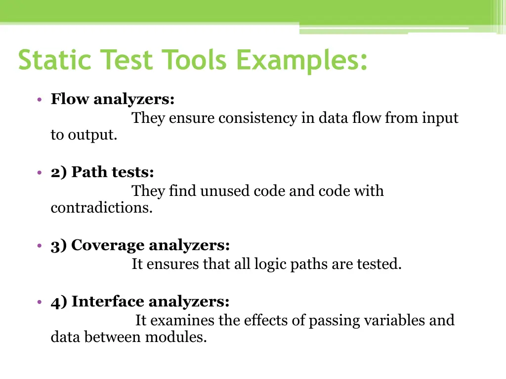 static test tools examples