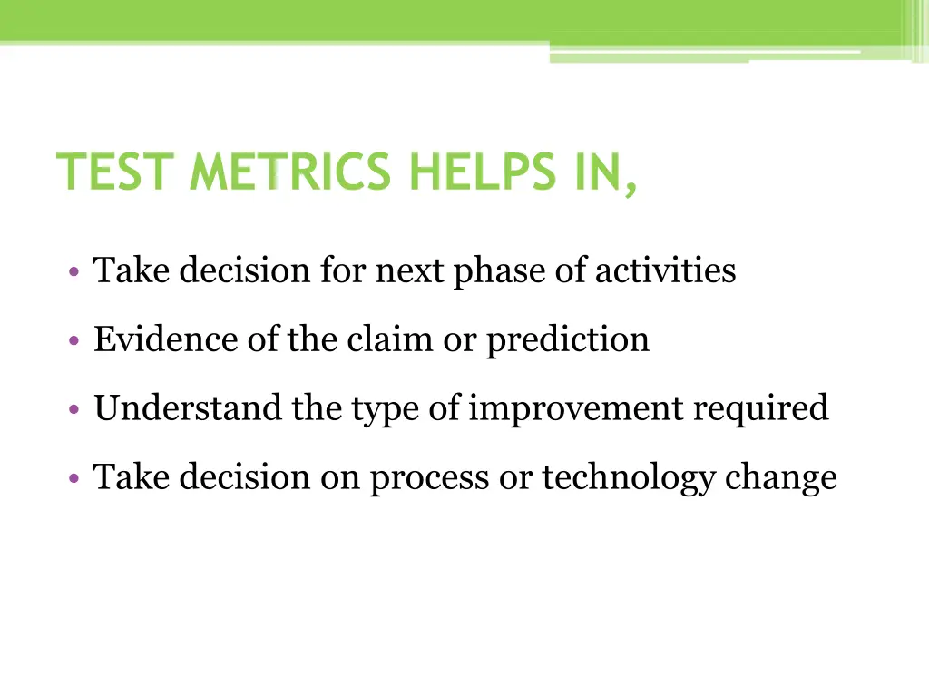 test metrics helps in