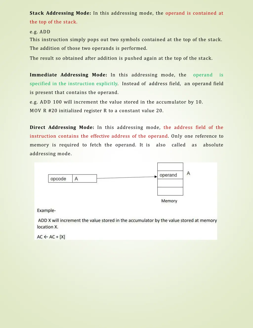 stack addressing mode in this addressing mode