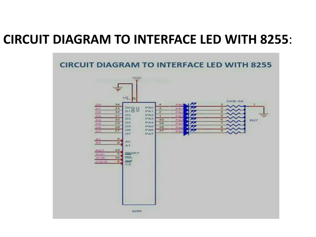 circuit diagram to interface led with 8255