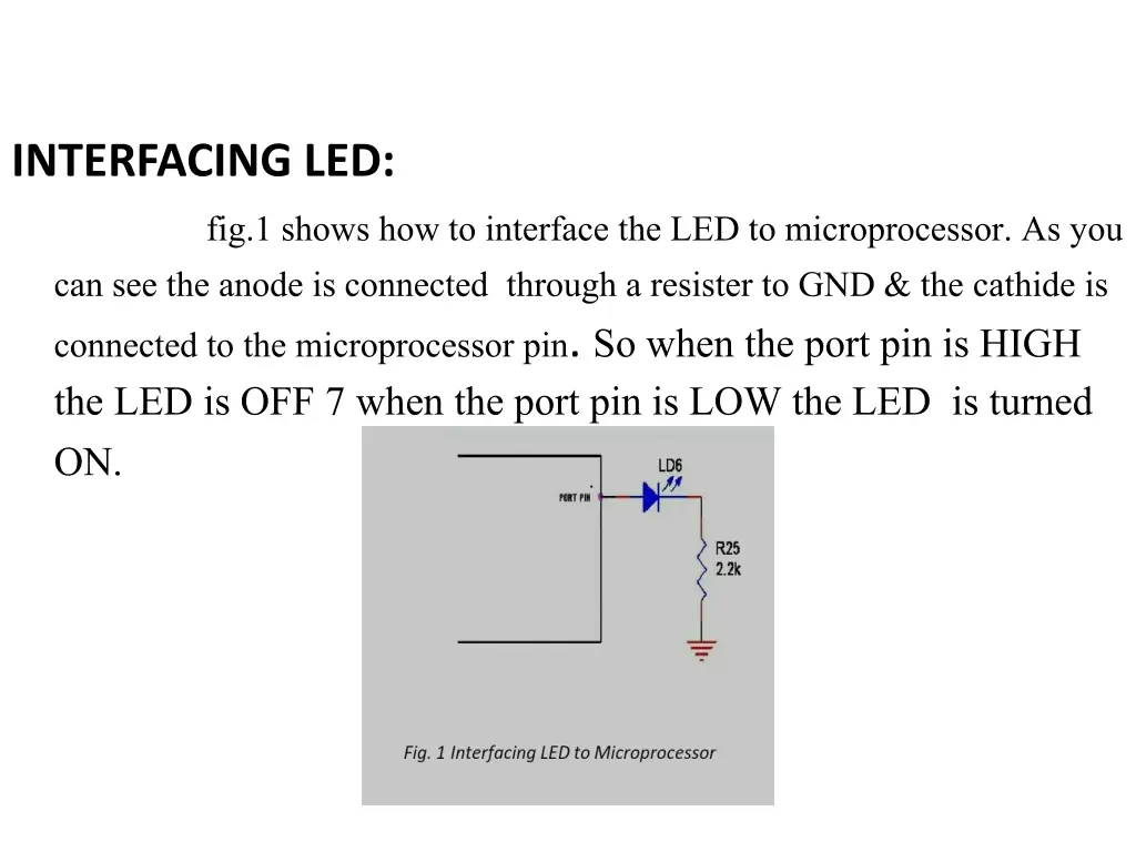 interfacing led fig 1 shows how to interface