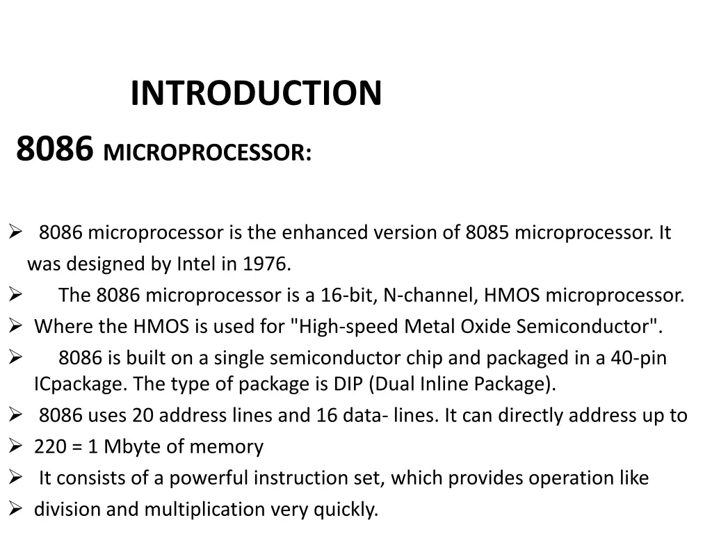 introduction 8086 microprocessor