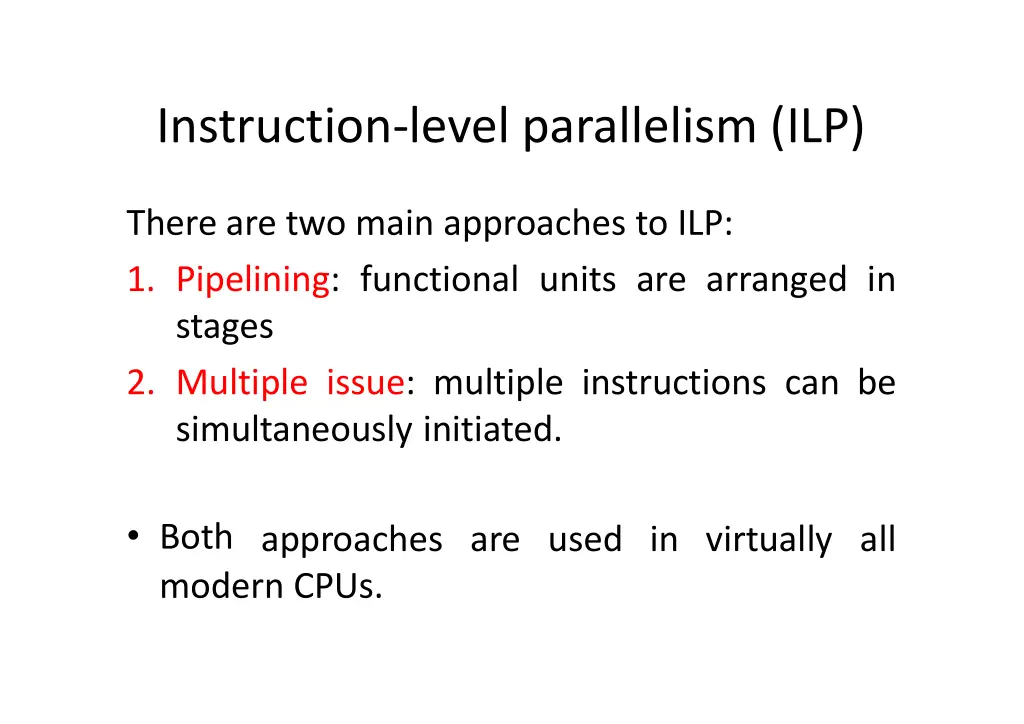 instruction level parallelism ilp