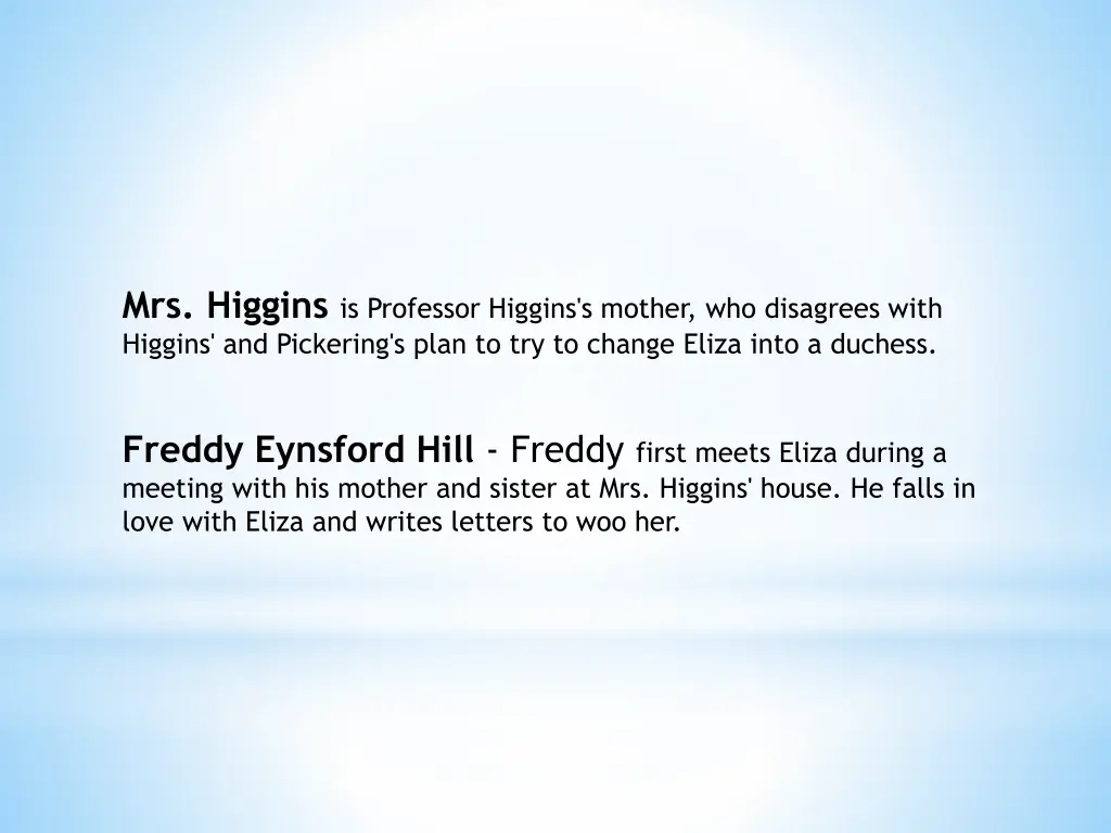 mrs higgins is professor higgins s mother