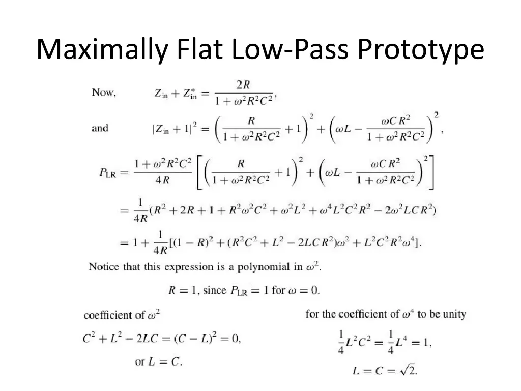 maximally flat low pass prototype 1