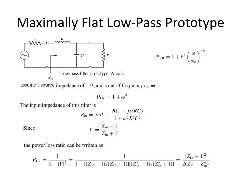 maximally flat low pass prototype