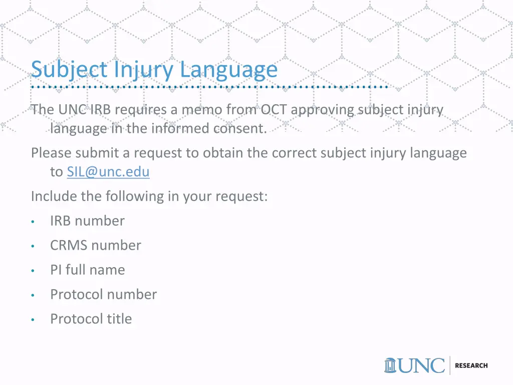 subject injury language