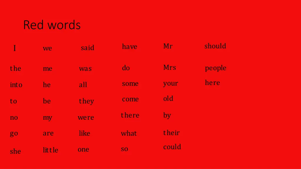 red words