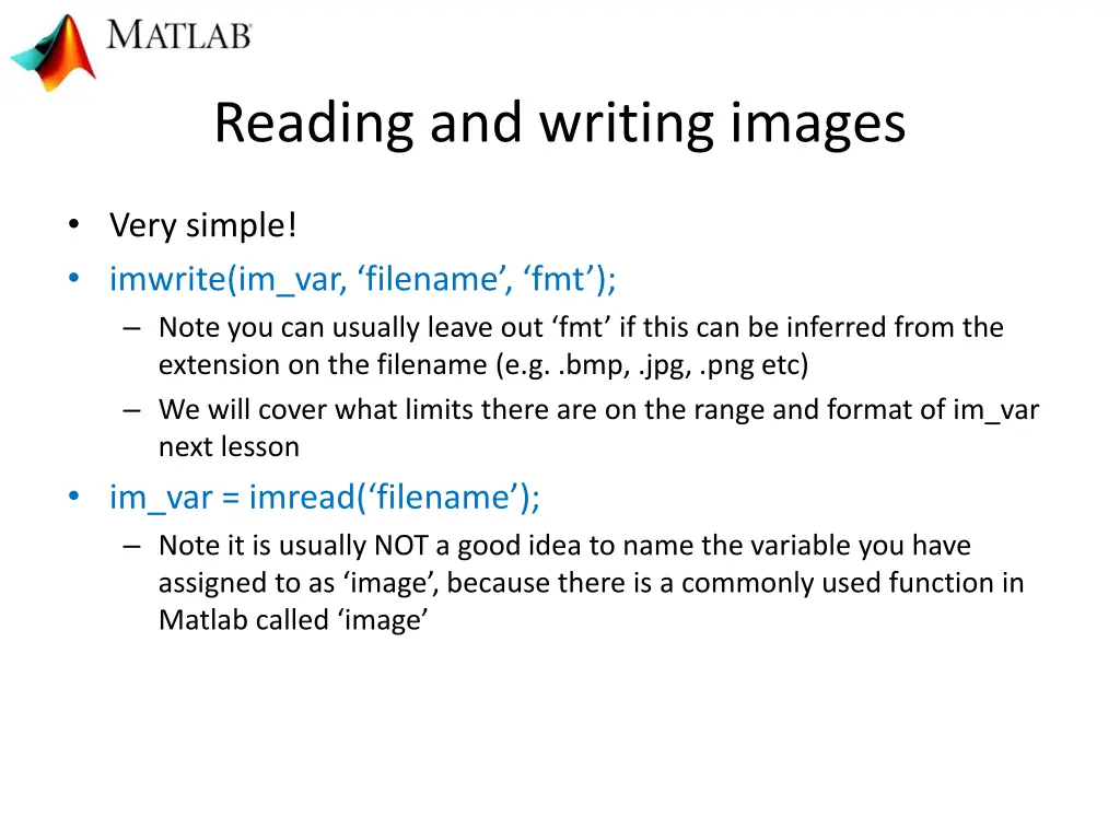 reading and writing images