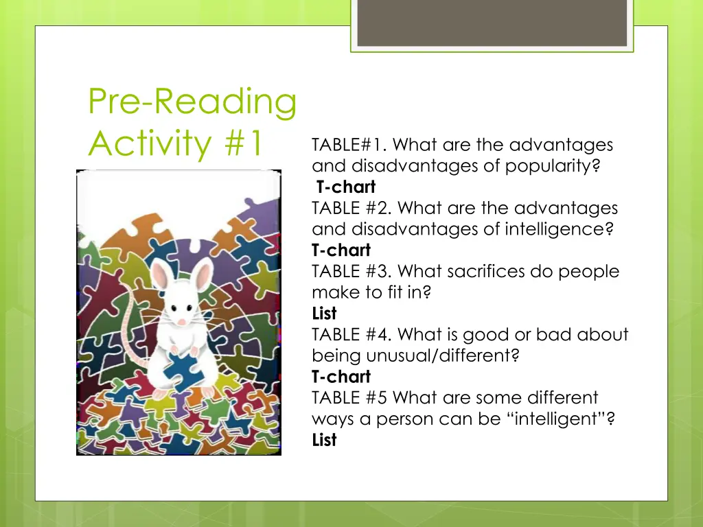 pre reading activity 1