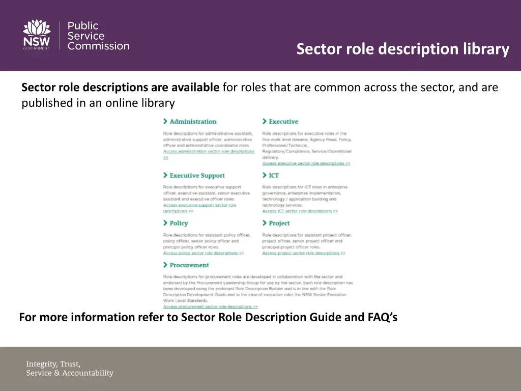 sector role description library