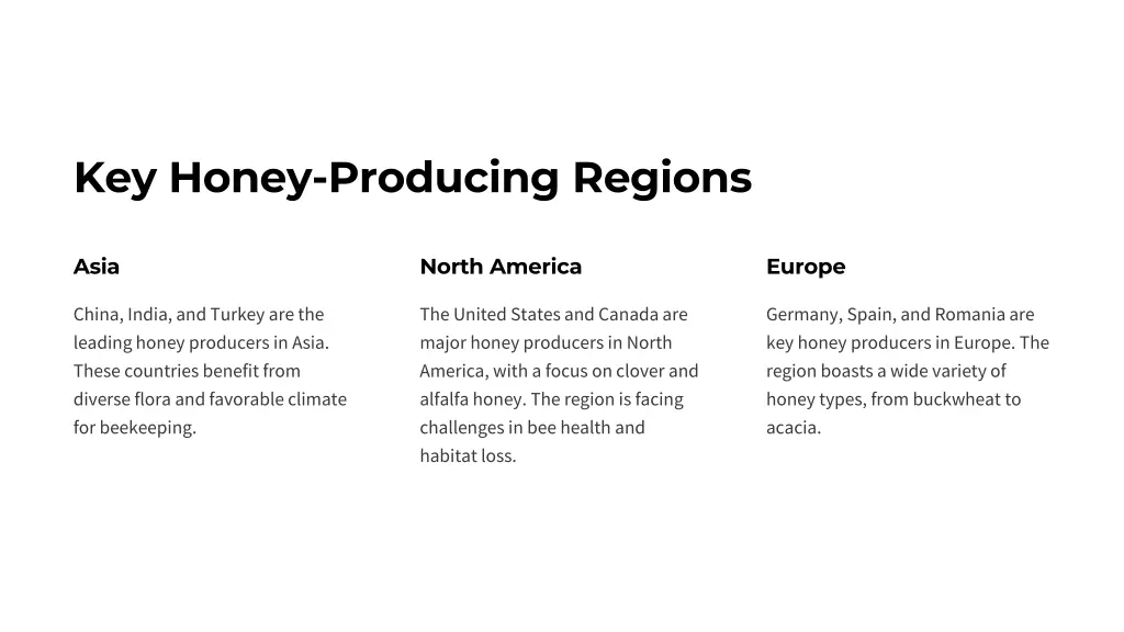 key honey producing regions