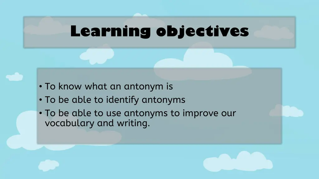 learning objectives