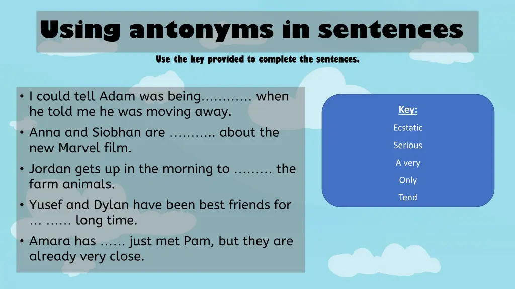 using antonyms in sentences