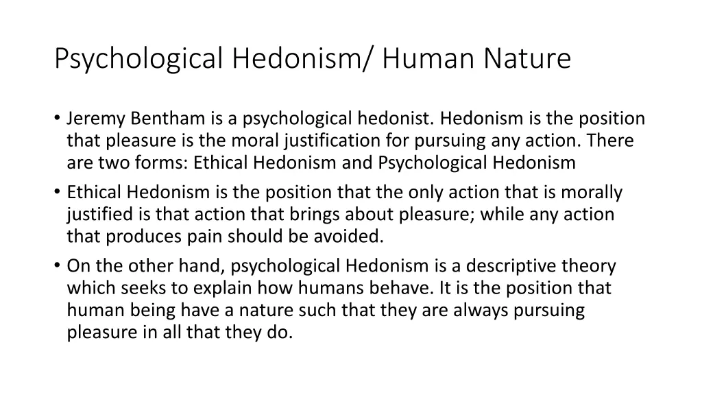 psychological hedonism human nature