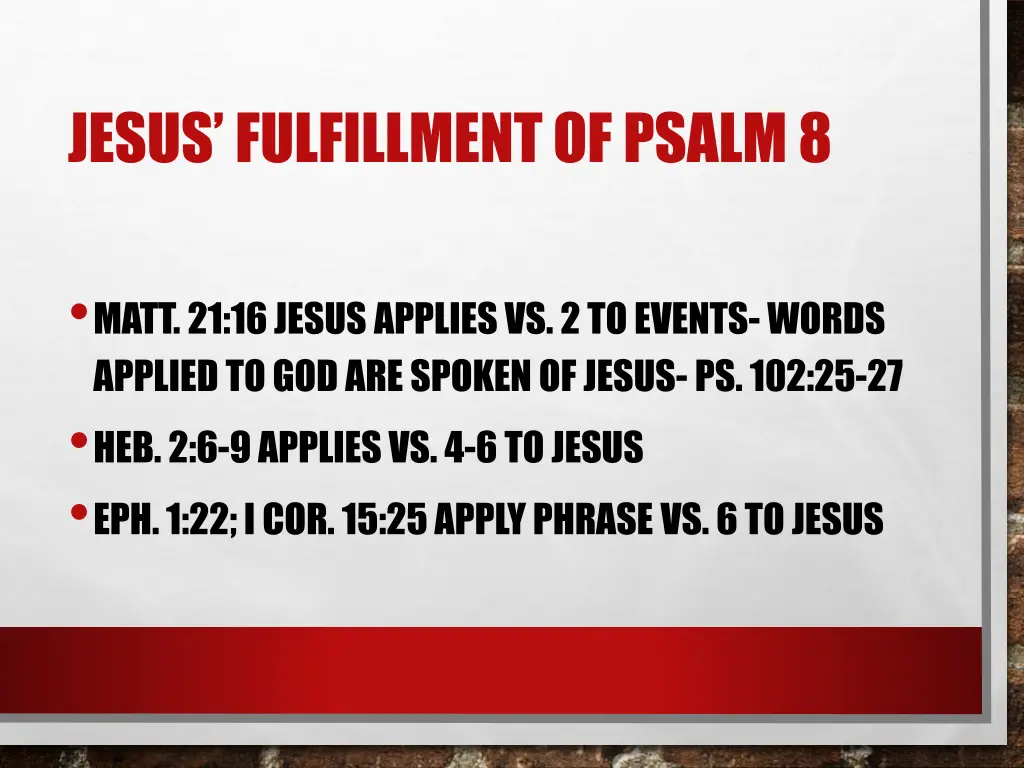 jesus fulfillment of psalm 8