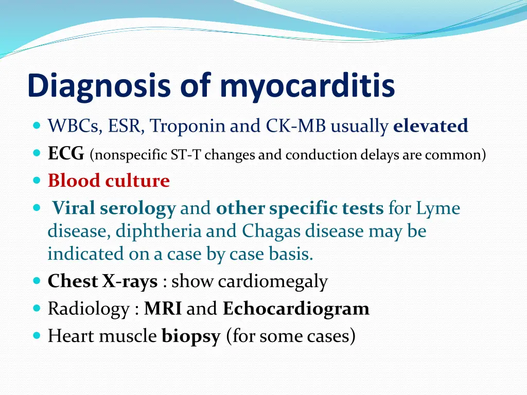 diagnosis of myocarditis