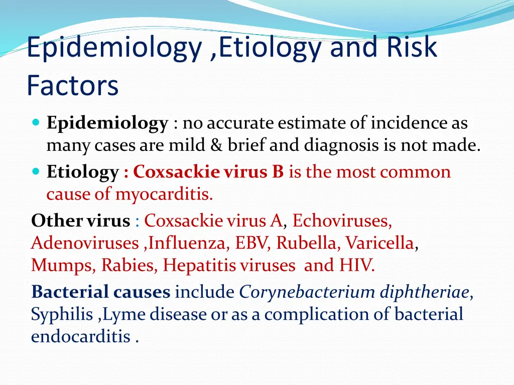 epidemiology etiology and risk factors