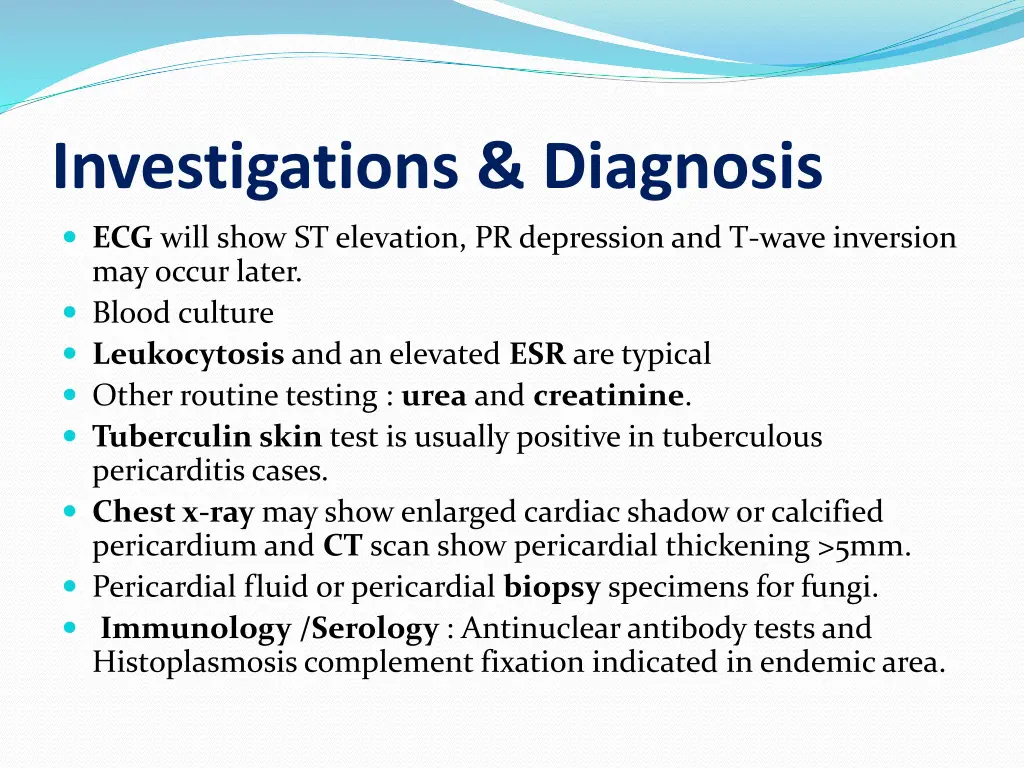 investigations diagnosis