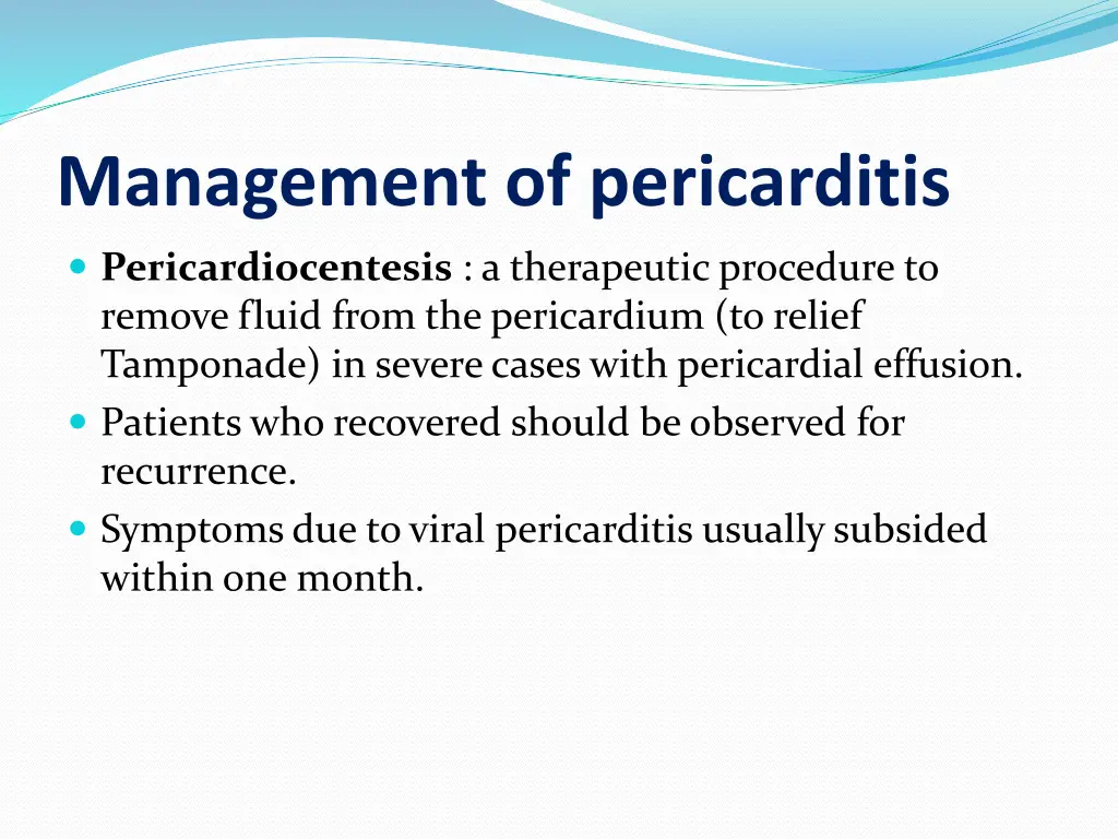 management of pericarditis 1