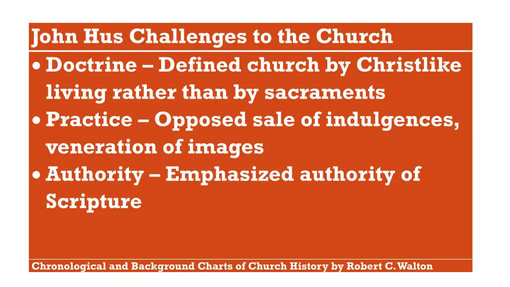 john hus challenges to the church doctrine