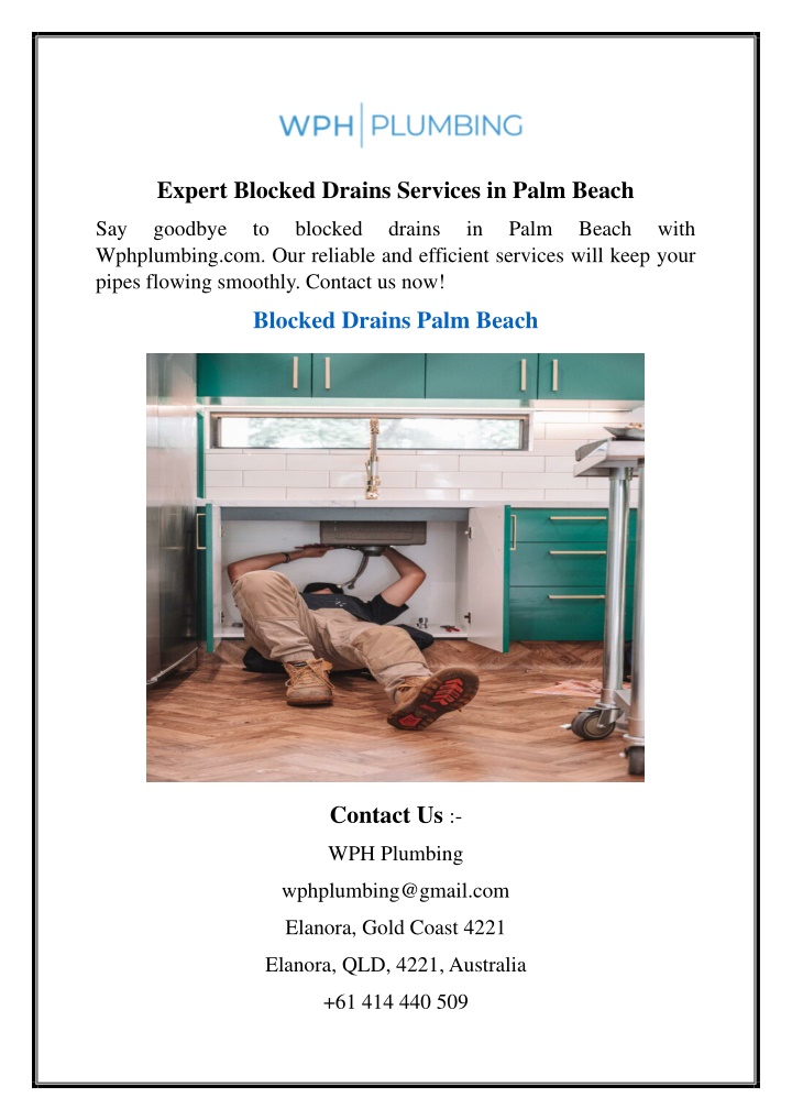 expert blocked drains services in palm beach