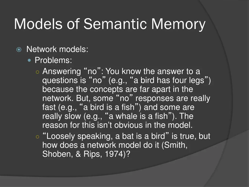 models of semantic memory 11