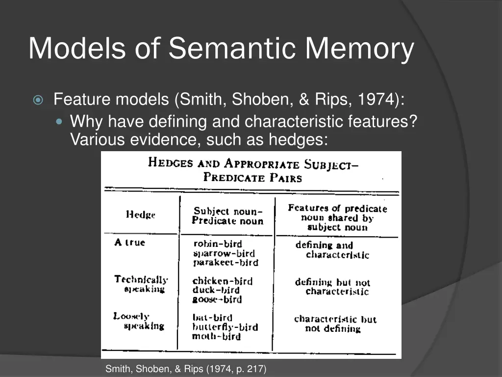 models of semantic memory 14