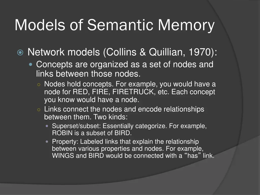 models of semantic memory 2