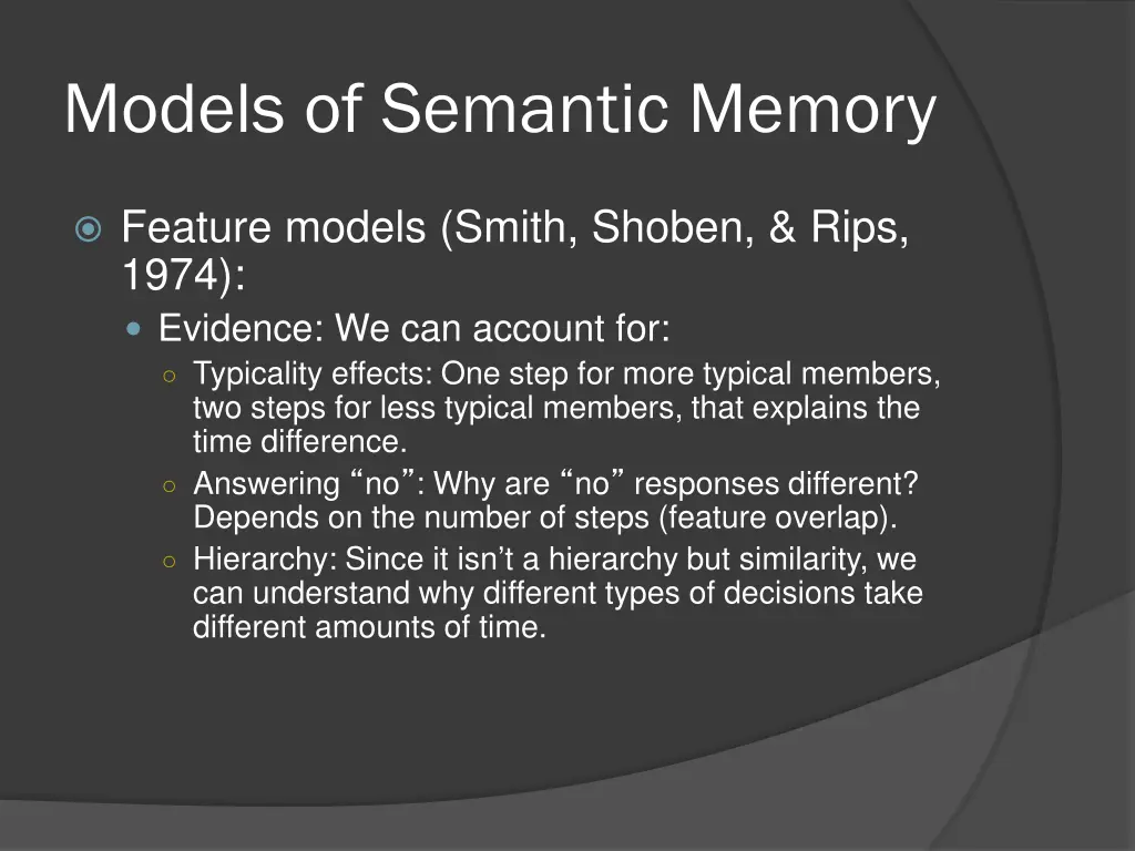 models of semantic memory 21