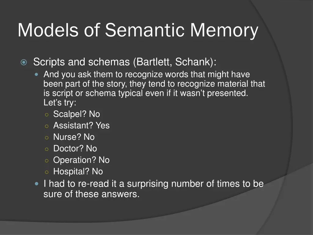 models of semantic memory 34