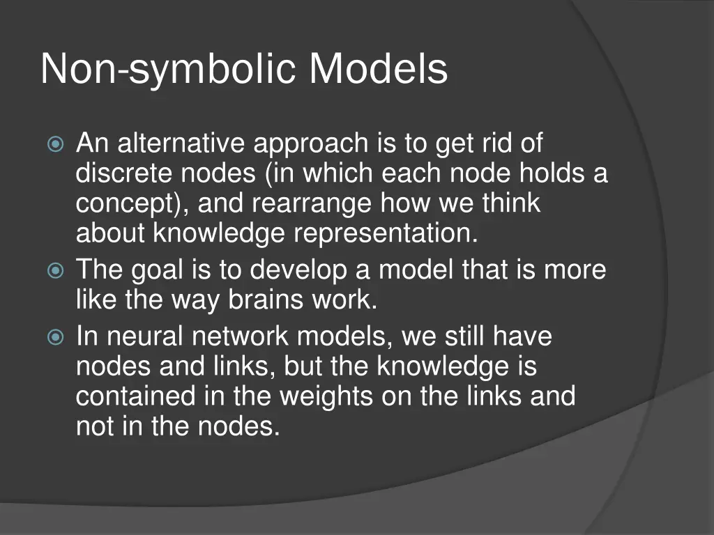 non symbolic models