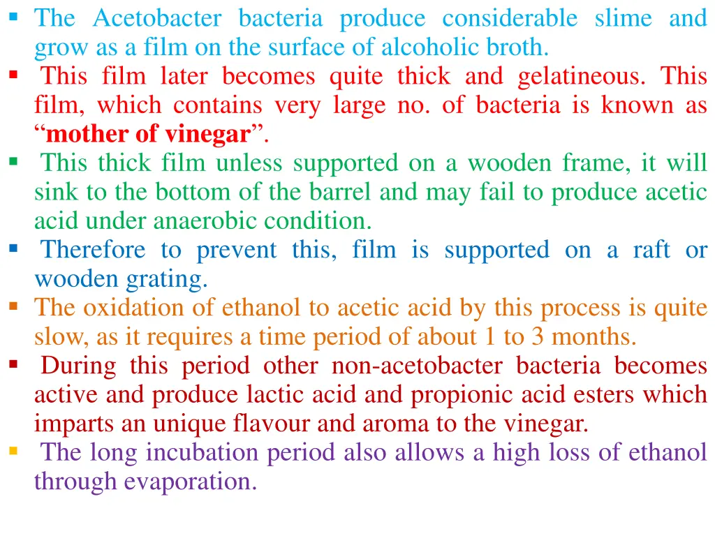 the acetobacter bacteria produce considerable