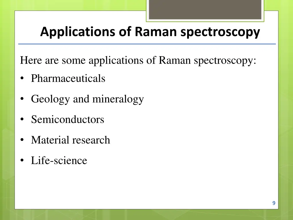 applications of raman spectroscopy 1