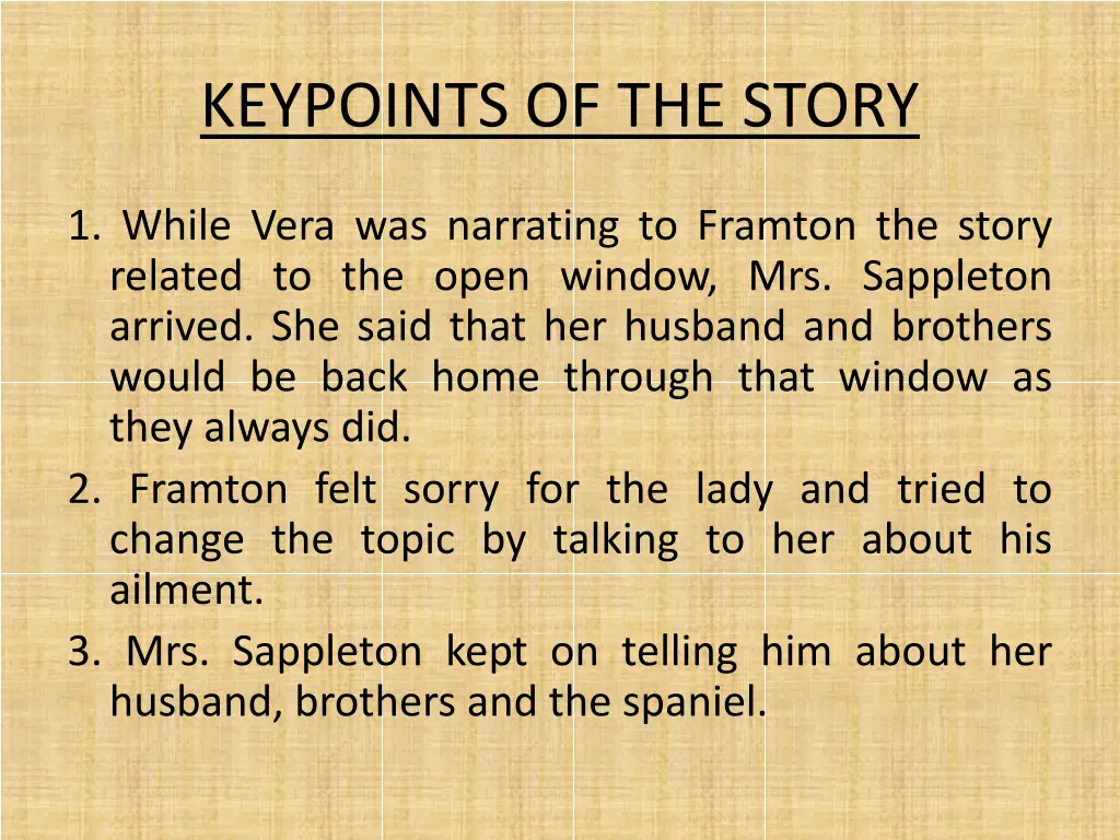 keypoints of the story