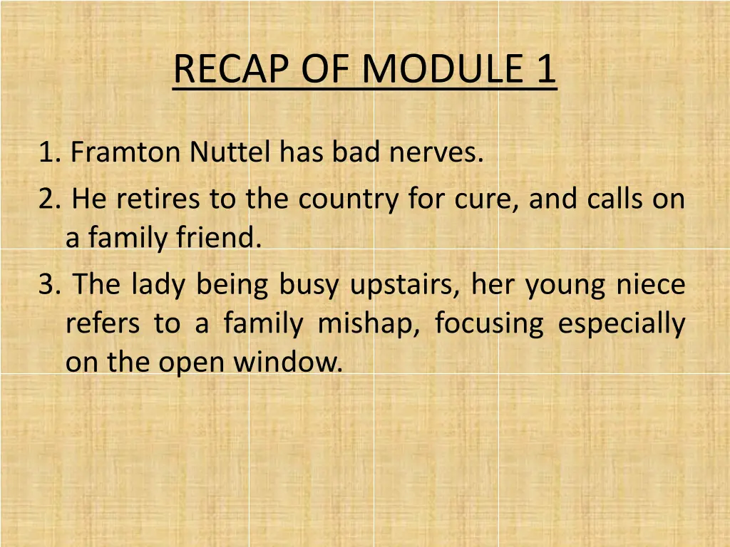 recap of module 1