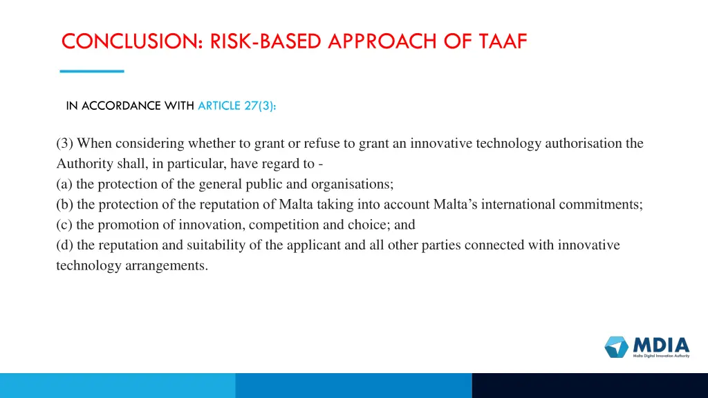 conclusion risk based approach of taaf