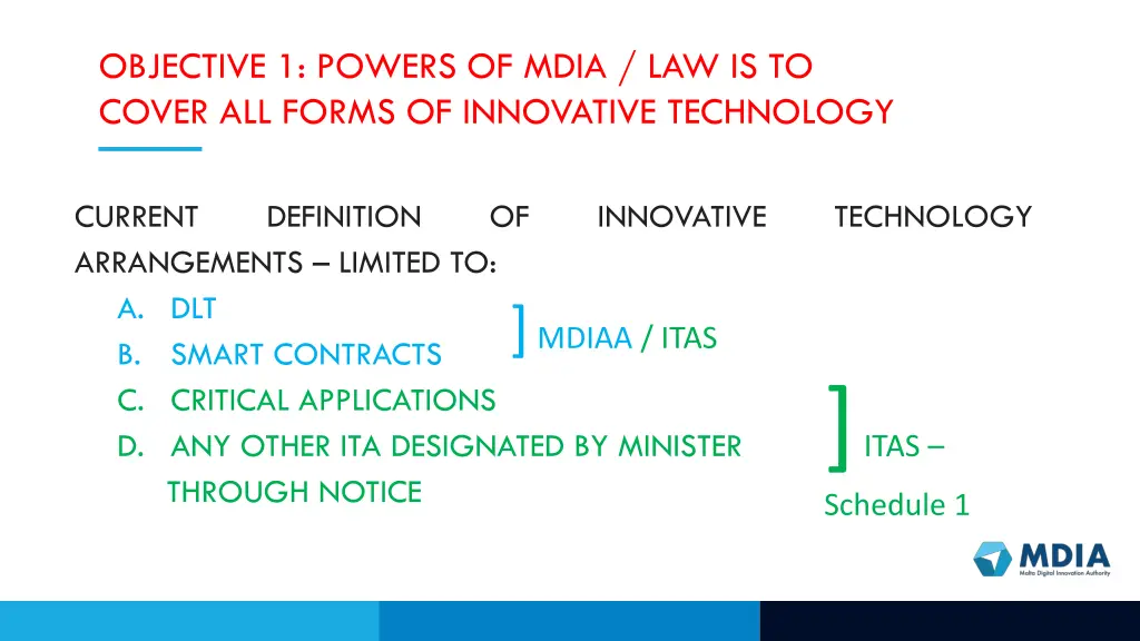 objective 1 powers of mdia law is to cover