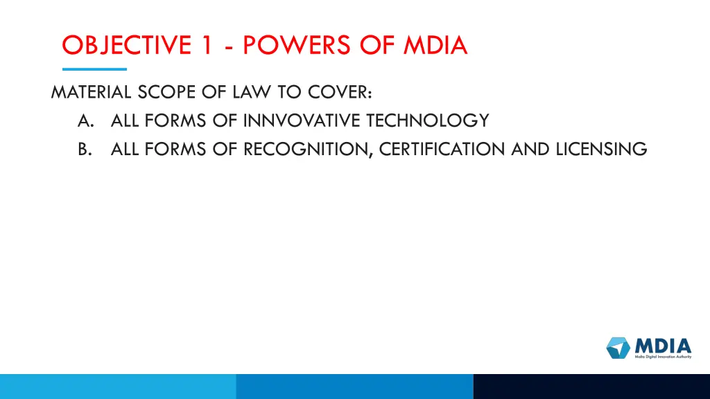 objective 1 powers of mdia