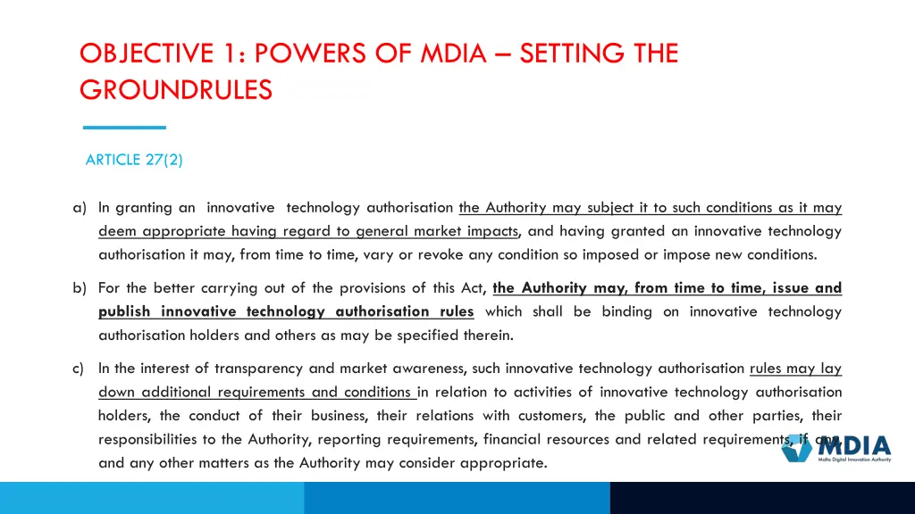 objective 1 powers of mdia setting the groundrules 1