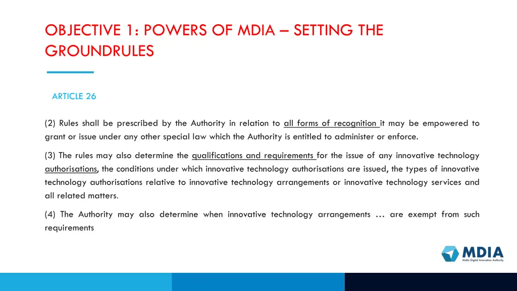 objective 1 powers of mdia setting the groundrules