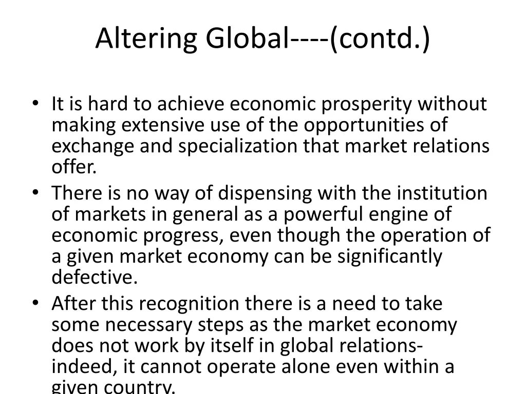 altering global contd