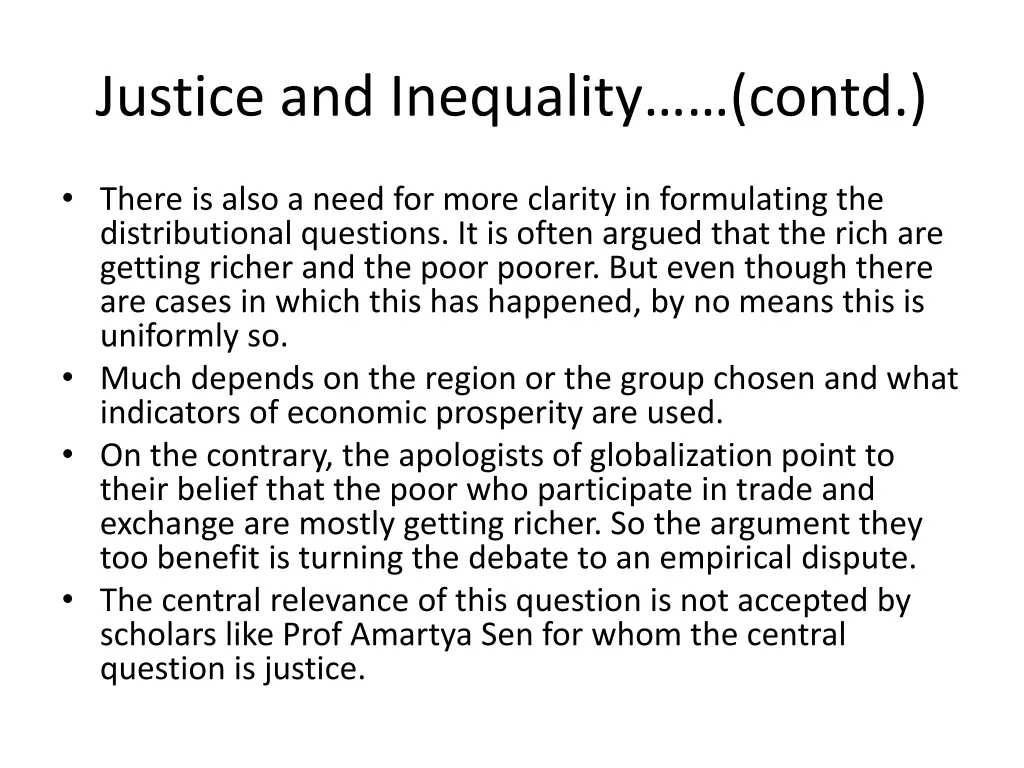 justice and inequality contd