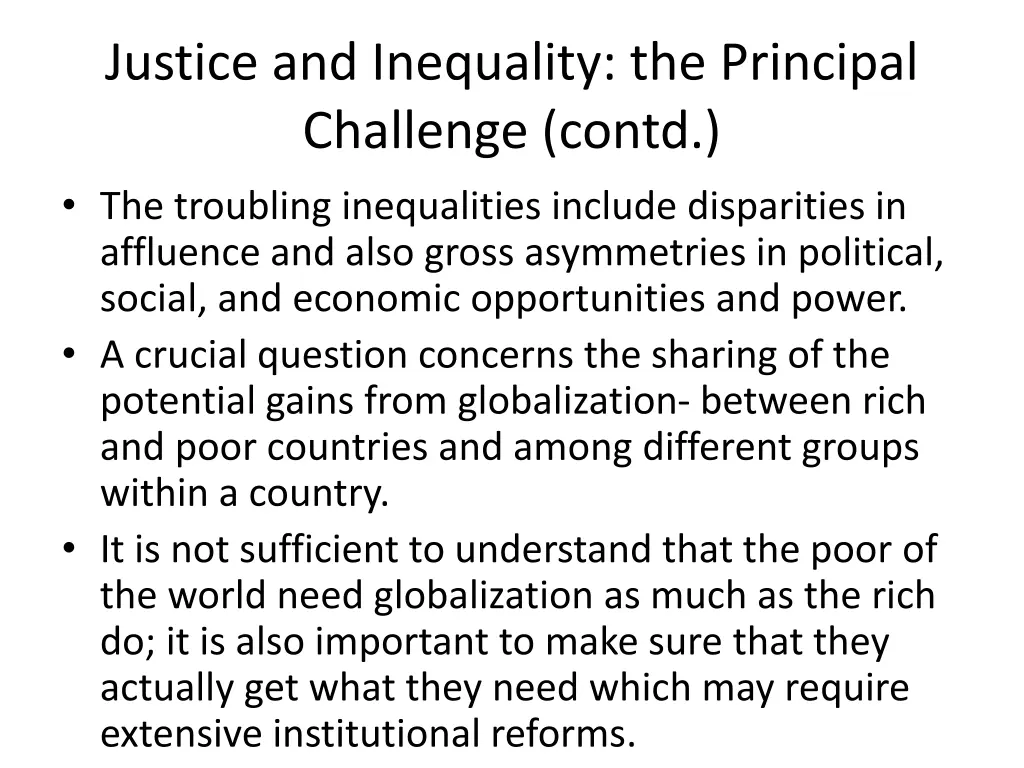 justice and inequality the principal challenge