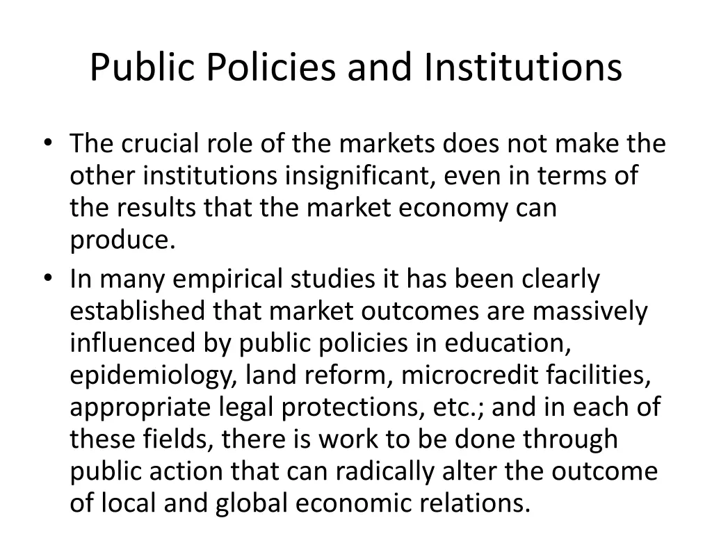 public policies and institutions