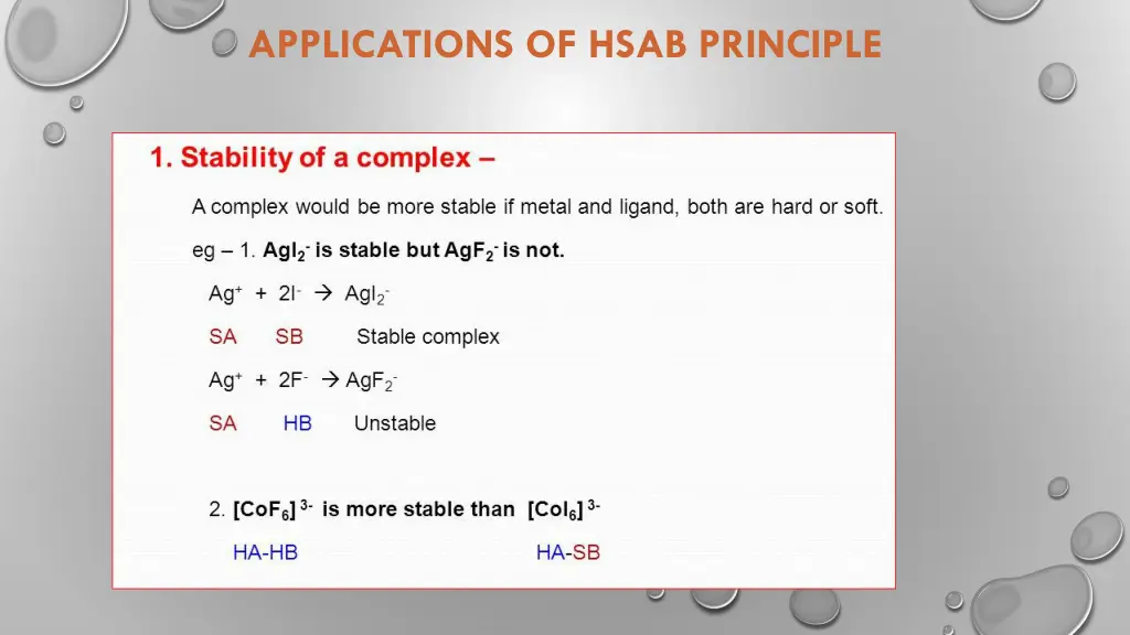 applications of hsab principle