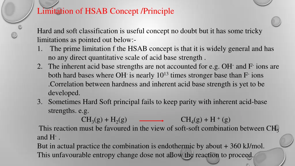 limitation of hsab concept principle