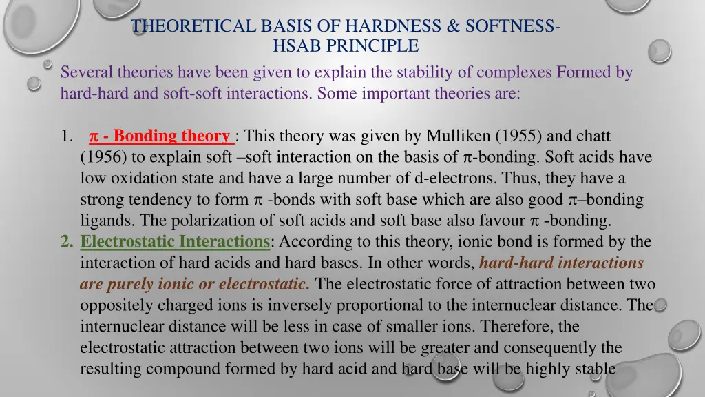 theoretical basis of hardness softness hsab