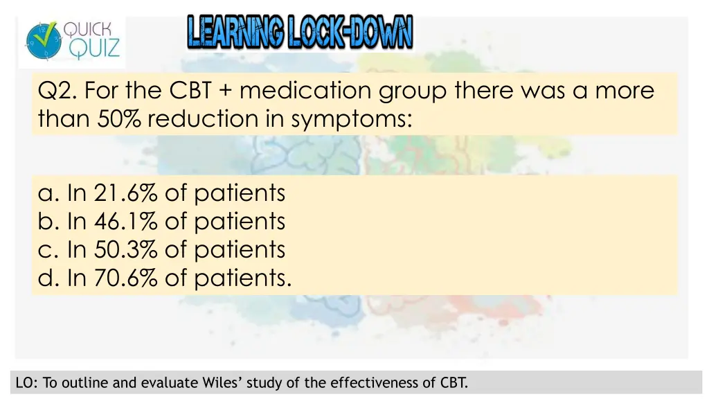 q2 for the cbt medication group there was a more